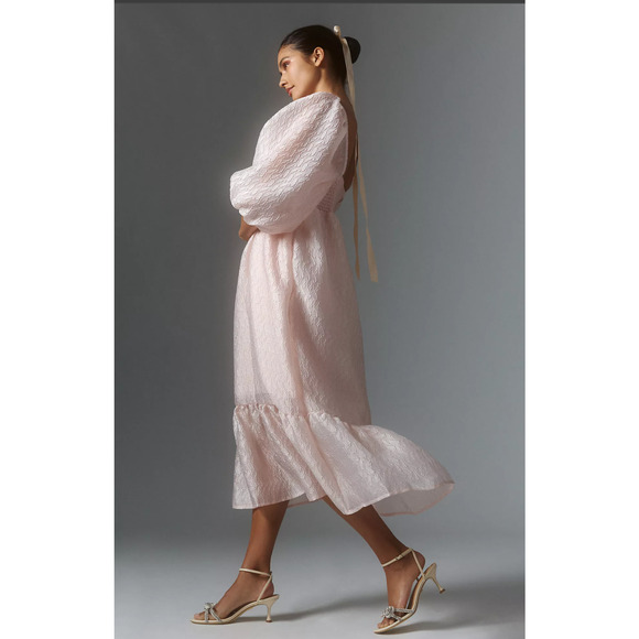 Anthropologie Textured Puff-Sleeve Dress - New Medium - Picture 3 of 4